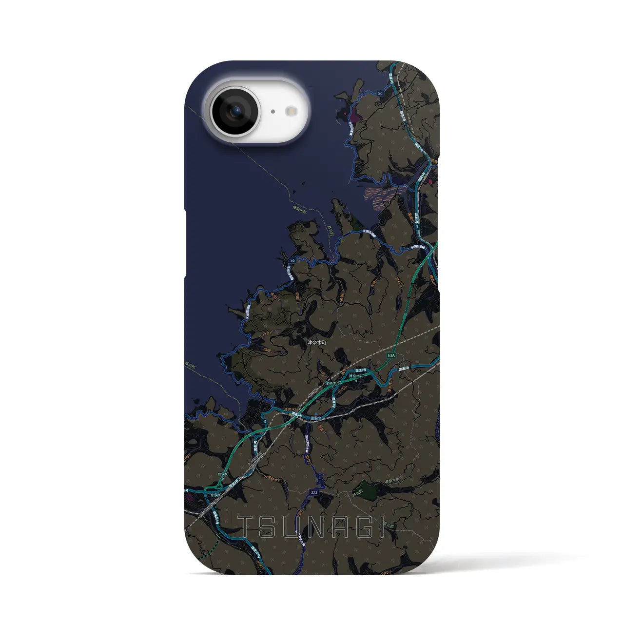 【津奈木（熊本県）】地図柄iPhoneケース（バックカバータイプ）