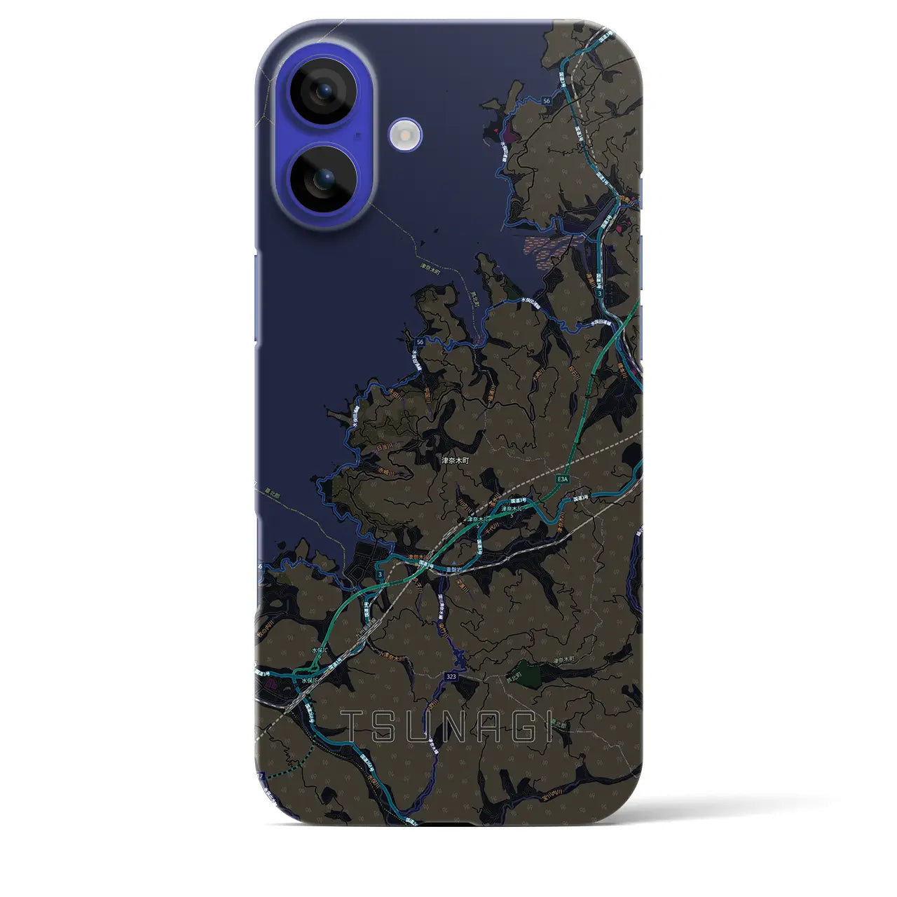 【津奈木（熊本県）】地図柄iPhoneケース（バックカバータイプ）