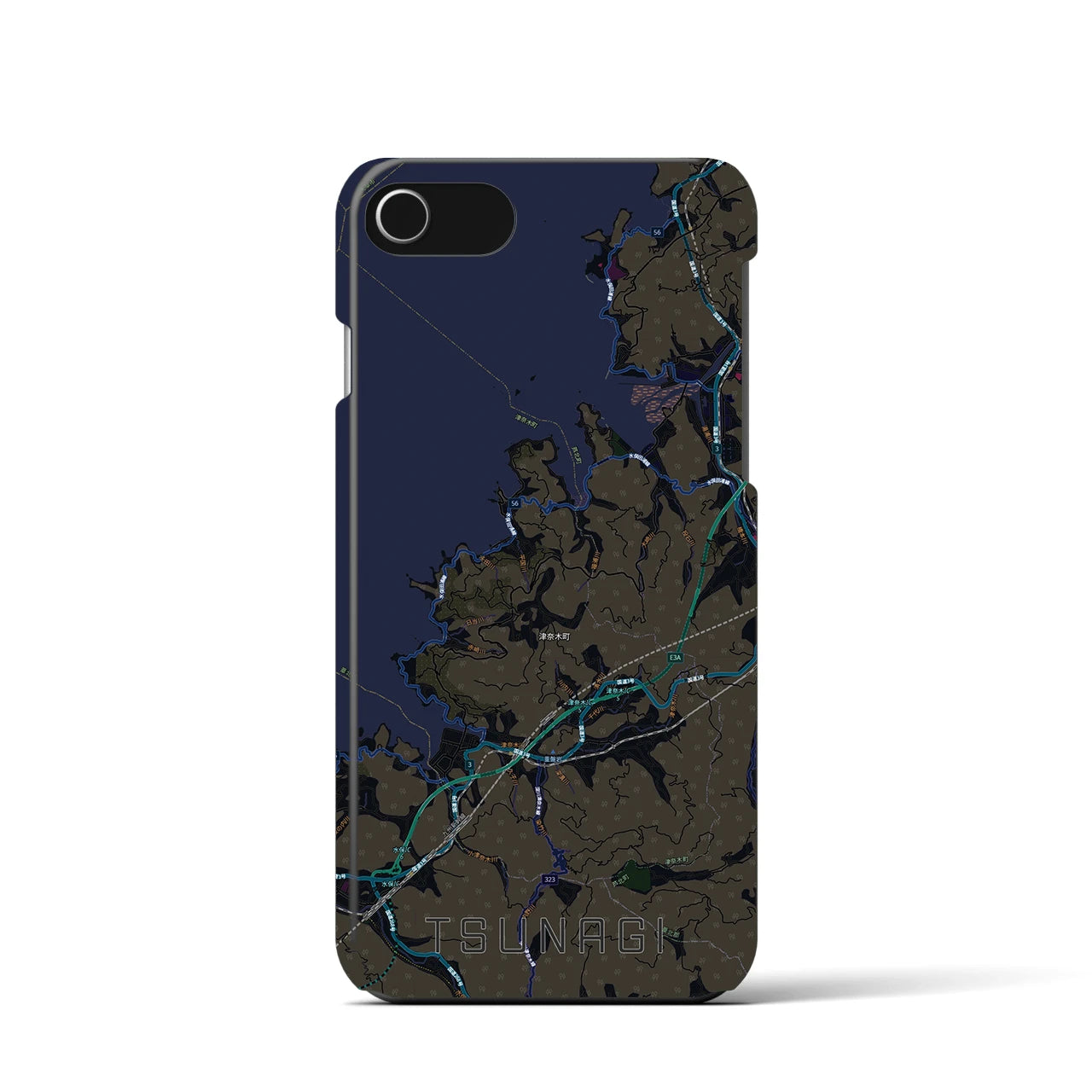 【津奈木（熊本県）】地図柄iPhoneケース（バックカバータイプ）