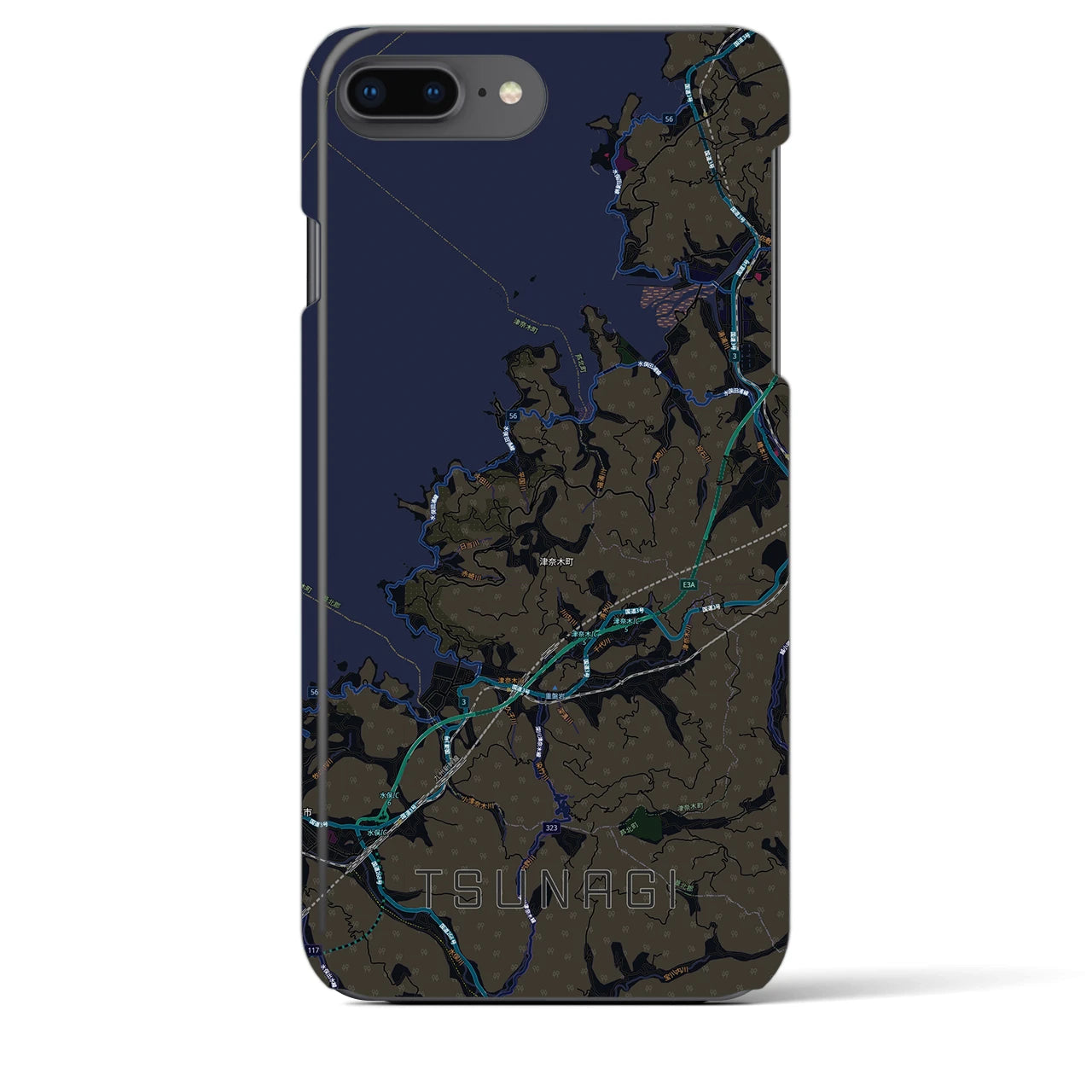 【津奈木（熊本県）】地図柄iPhoneケース（バックカバータイプ）