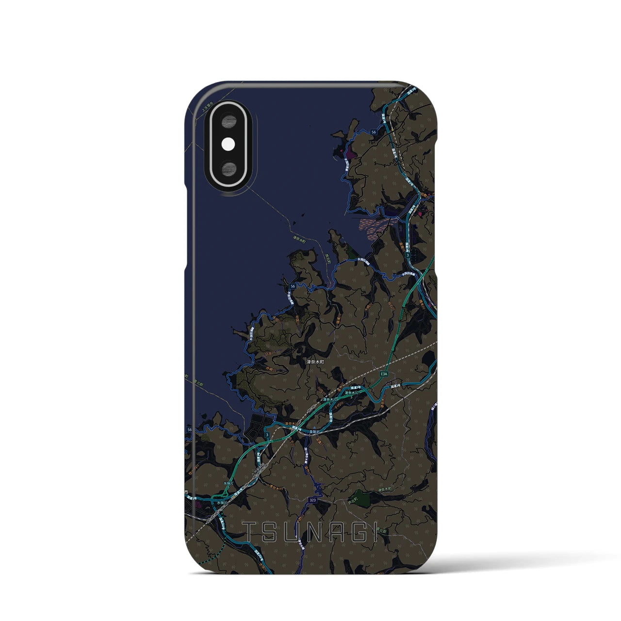 【津奈木（熊本県）】地図柄iPhoneケース（バックカバータイプ）