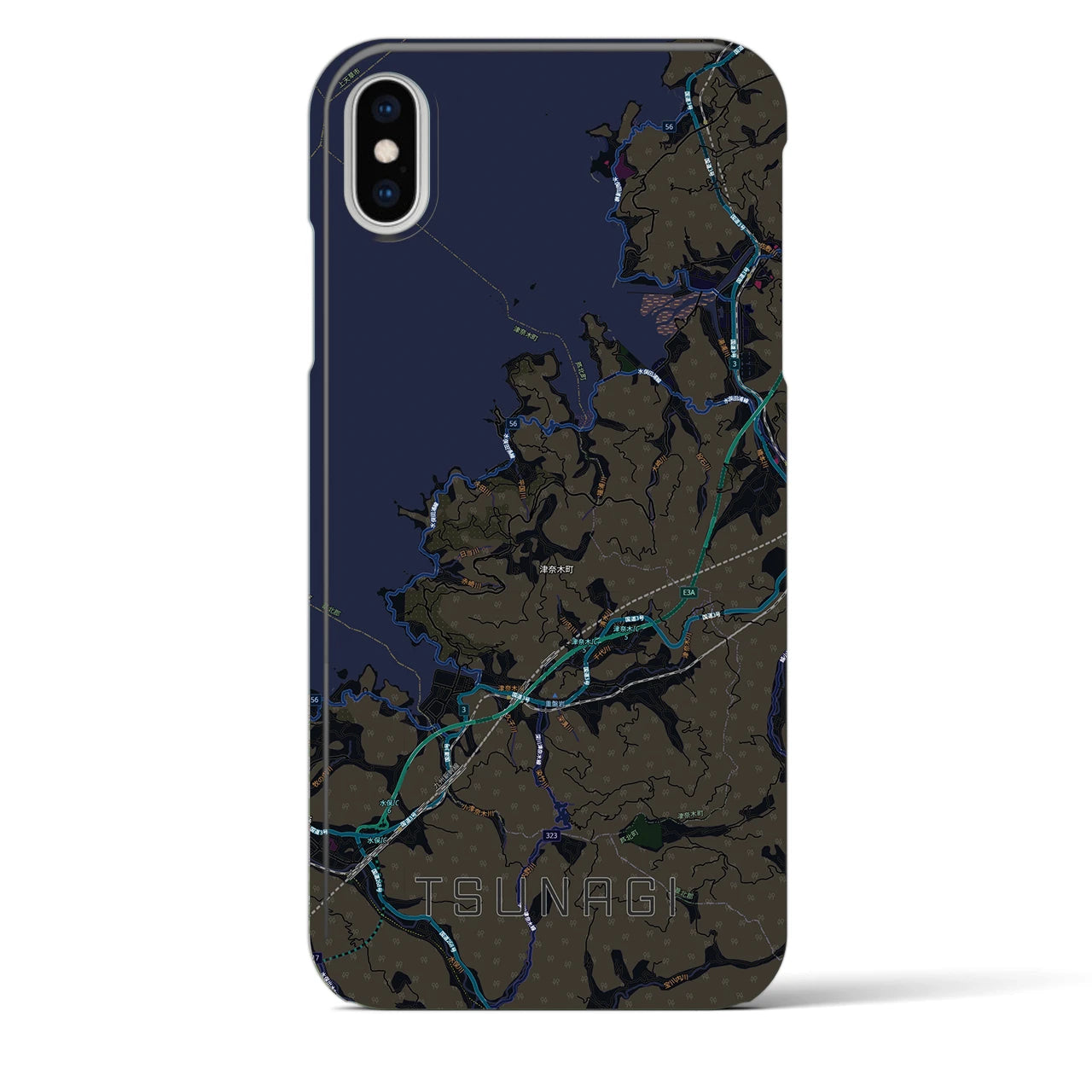 【津奈木（熊本県）】地図柄iPhoneケース（バックカバータイプ）