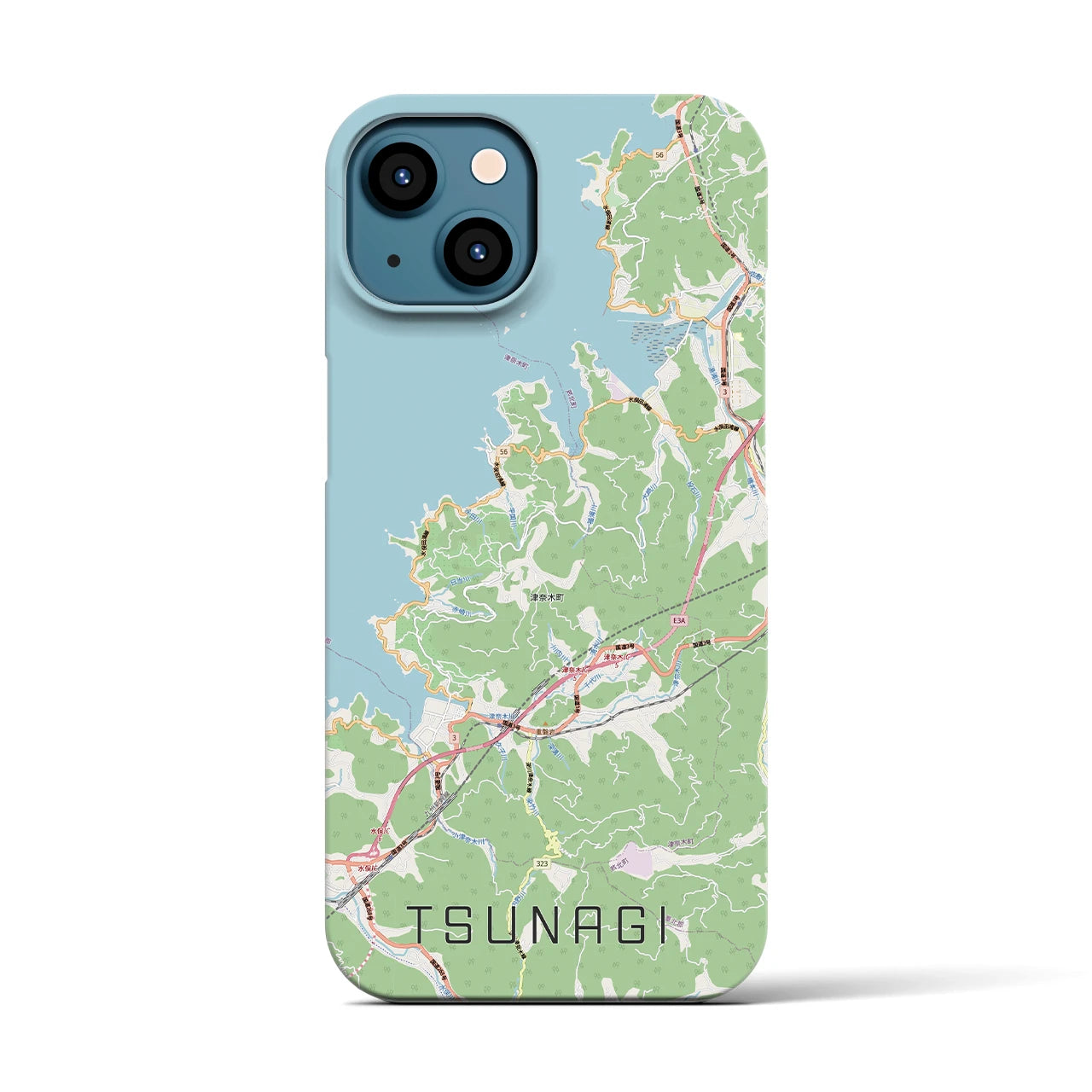 【津奈木（熊本県）】地図柄iPhoneケース（バックカバータイプ）
