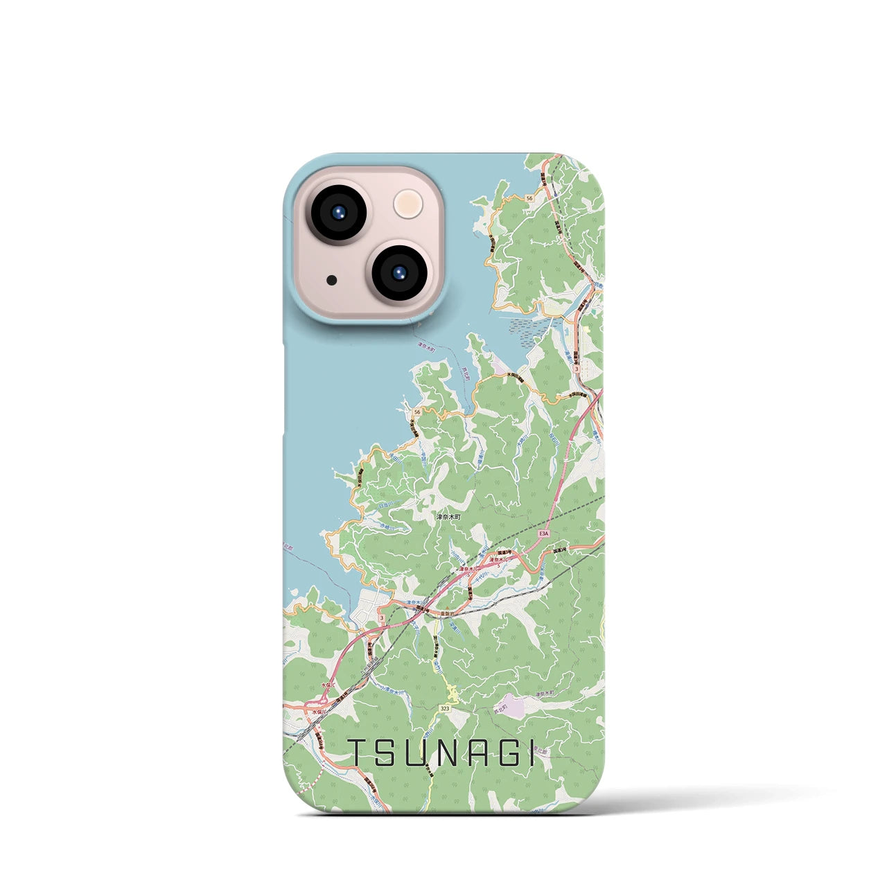 【津奈木（熊本県）】地図柄iPhoneケース（バックカバータイプ）