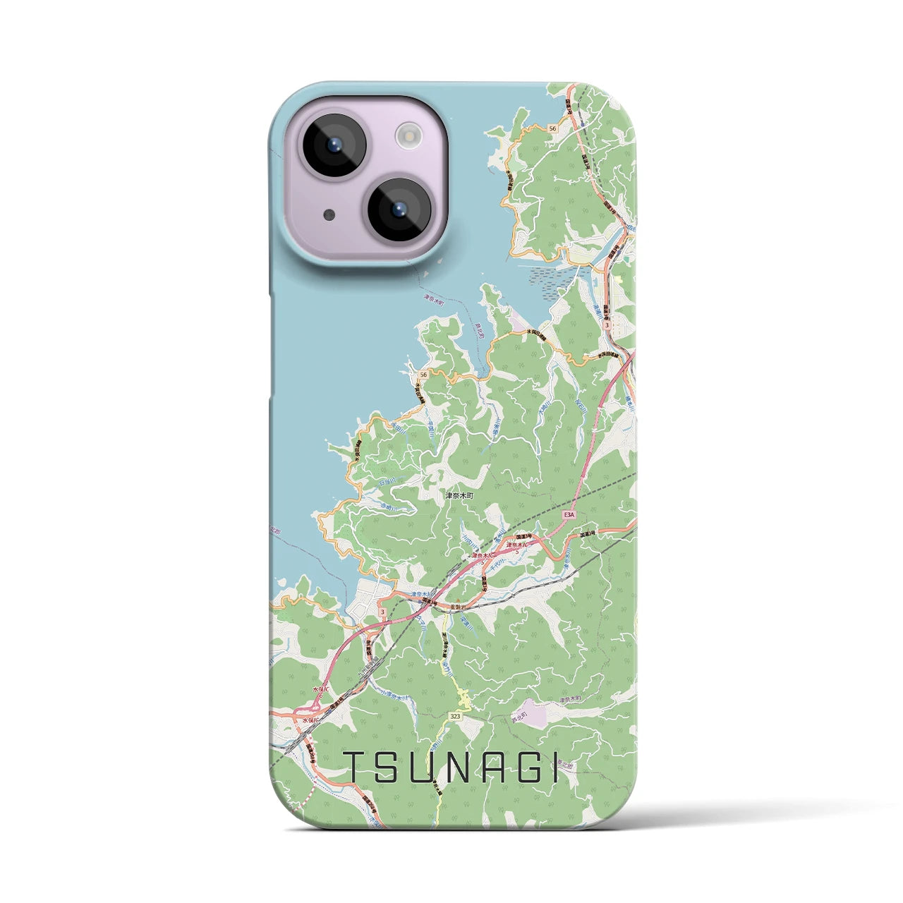 【津奈木（熊本県）】地図柄iPhoneケース（バックカバータイプ）