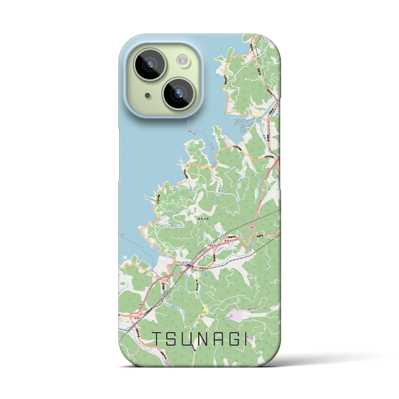 【津奈木（熊本県）】地図柄iPhoneケース（バックカバータイプ）