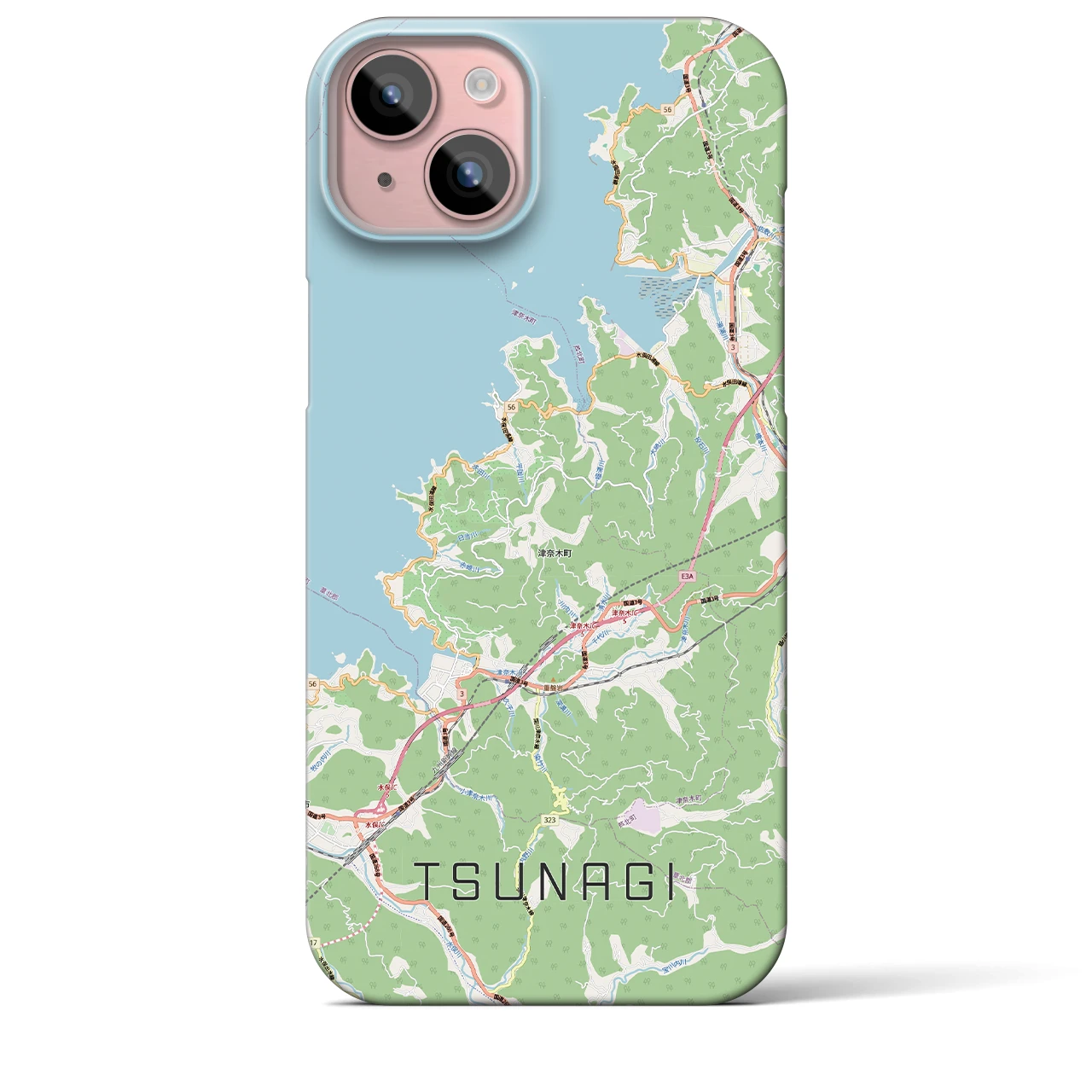 【津奈木（熊本県）】地図柄iPhoneケース（バックカバータイプ）