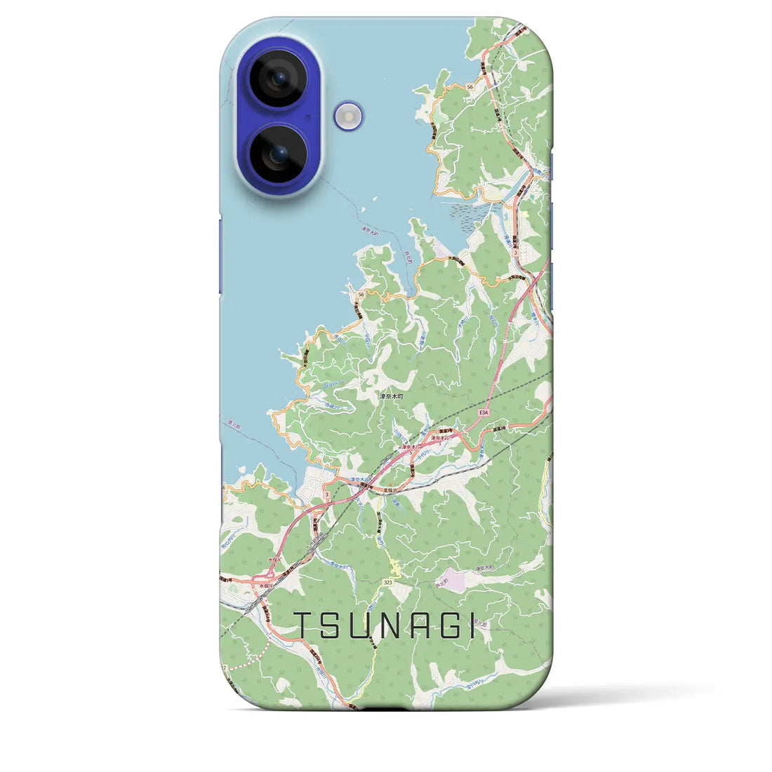 【津奈木(熊本県)】地図柄iPhoneケース(バックカバータイプ)ブラック・iPhone 16 Pro Max 用