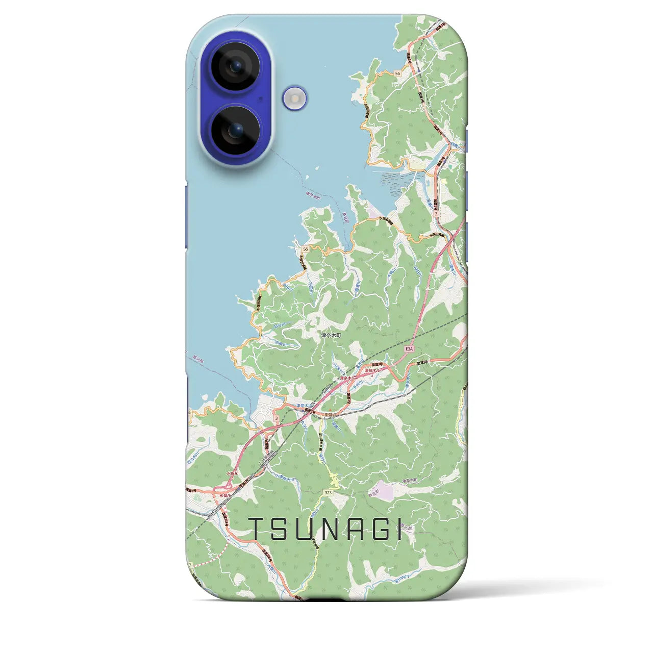 【津奈木（熊本県）】地図柄iPhoneケース（バックカバータイプ）ブラック・iPhone 16 Pro Max 用