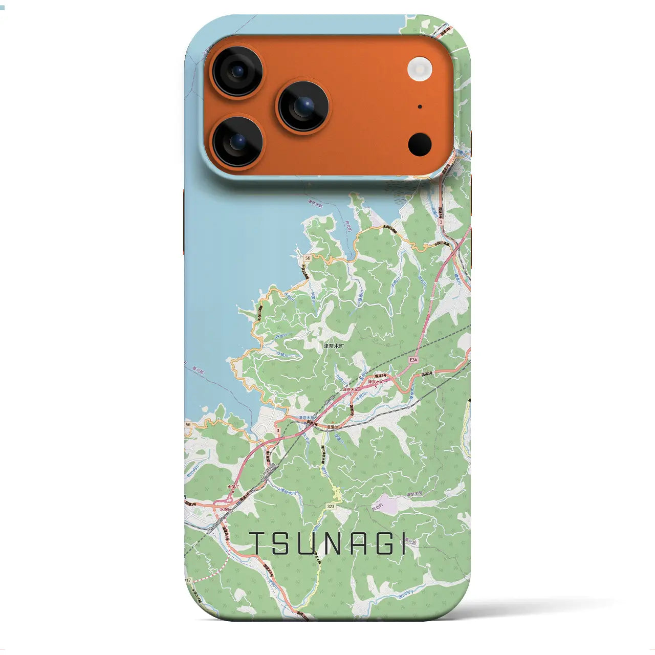 【津奈木（熊本県）】地図柄iPhoneケース（バックカバータイプ）