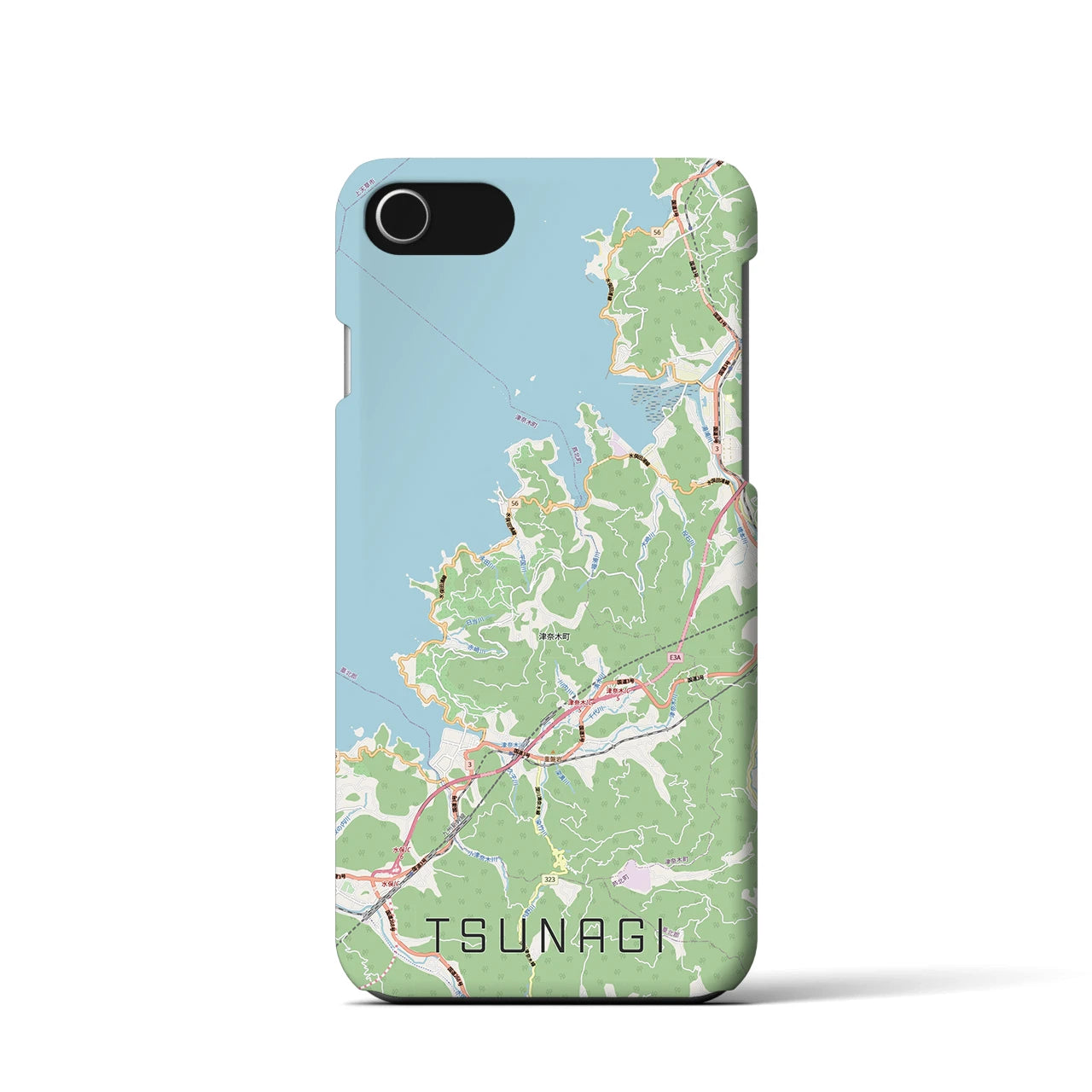 【津奈木（熊本県）】地図柄iPhoneケース（バックカバータイプ）