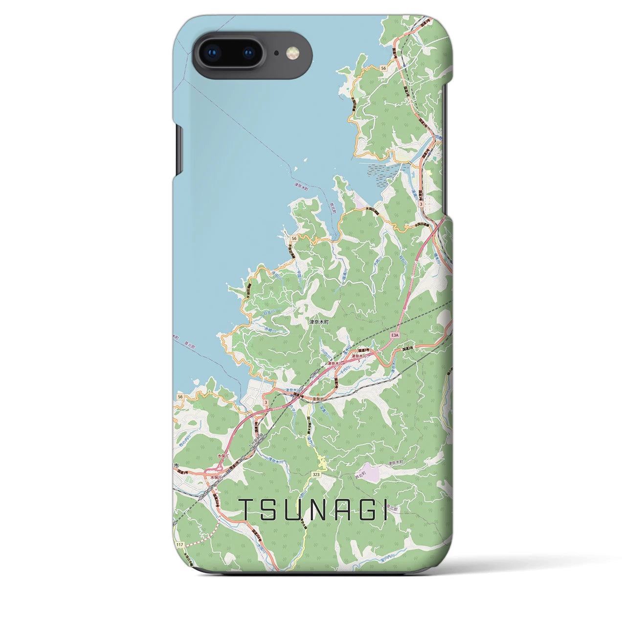 【津奈木（熊本県）】地図柄iPhoneケース（バックカバータイプ）