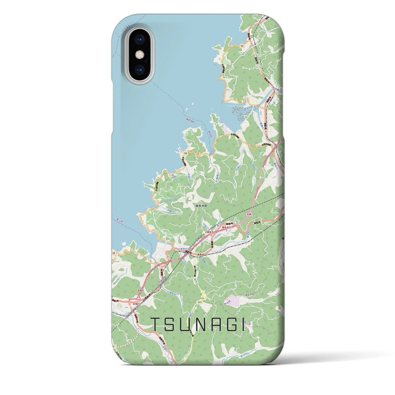 【津奈木（熊本県）】地図柄iPhoneケース（バックカバータイプ）