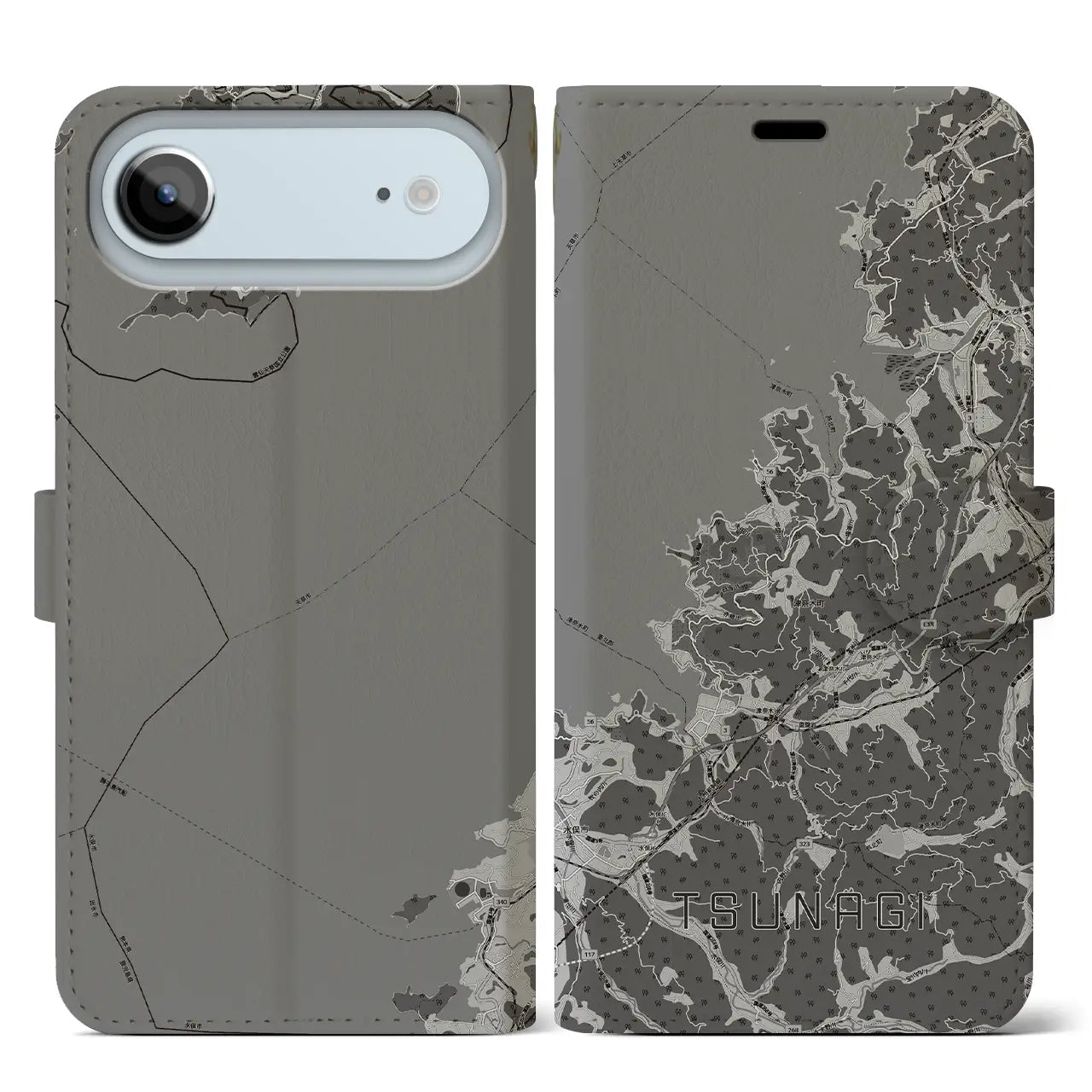 【津奈木（熊本県）】地図柄iPhoneケース（手帳タイプ）