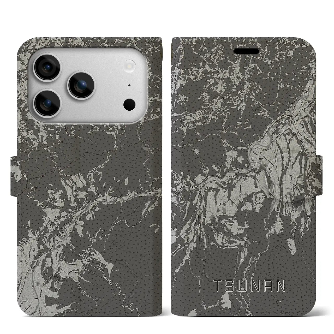 【津南（新潟県）】地図柄iPhoneケース（手帳タイプ）