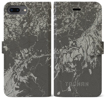 【津南（新潟県）】地図柄iPhoneケース（手帳タイプ）モノトーン・iPhone 8Plus /7Plus / 6sPlus / 6Plus 用