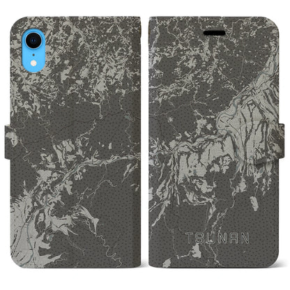 【津南（新潟県）】地図柄iPhoneケース（手帳タイプ）モノトーン・iPhone XR 用