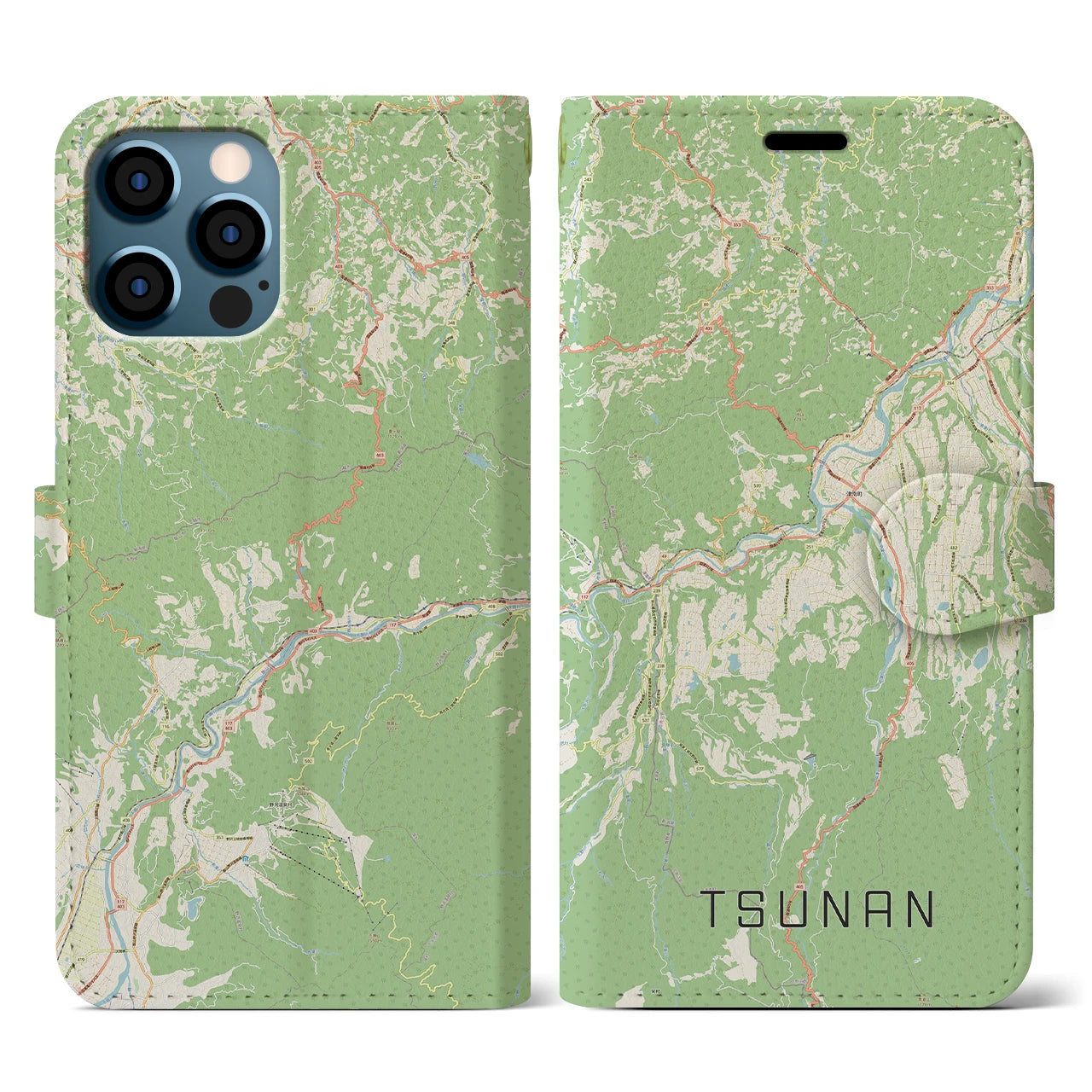 【津南（新潟県）】地図柄iPhoneケース（手帳タイプ）