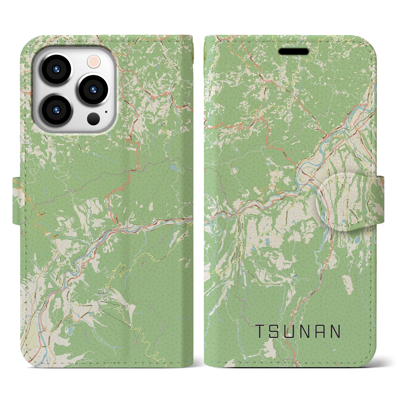 【津南（新潟県）】地図柄iPhoneケース（手帳タイプ）