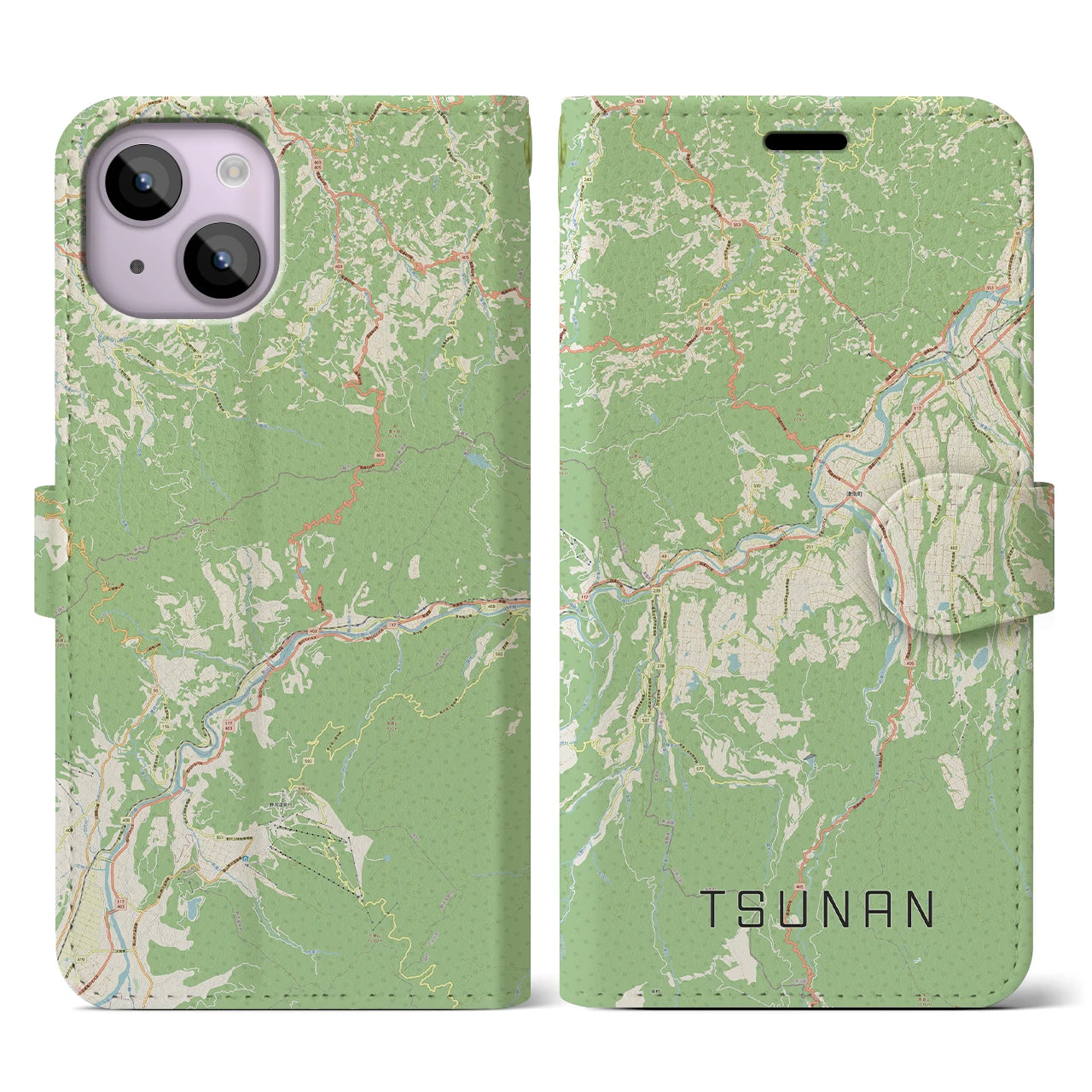 【津南（新潟県）】地図柄iPhoneケース（手帳タイプ）