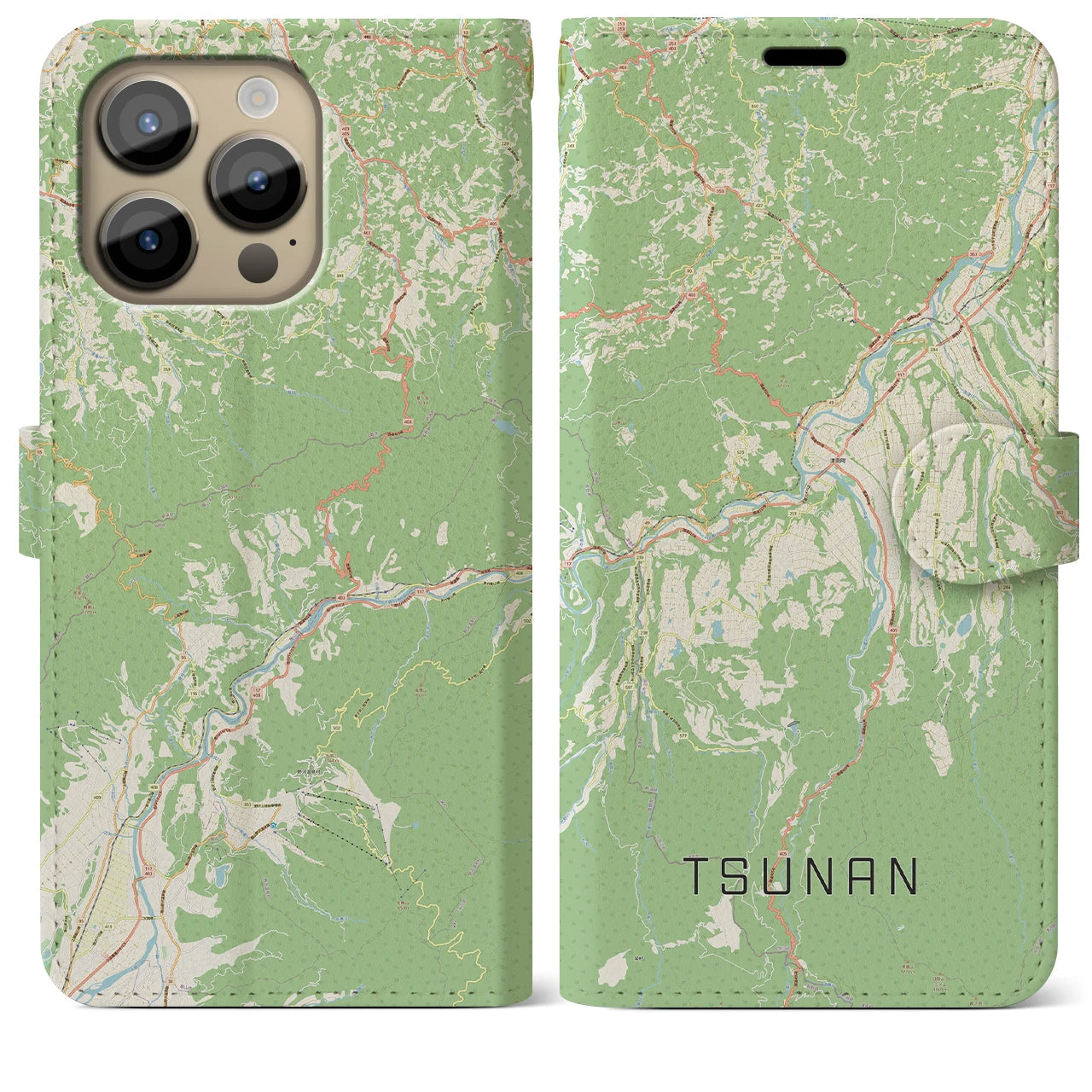 【津南（新潟県）】地図柄iPhoneケース（手帳タイプ）