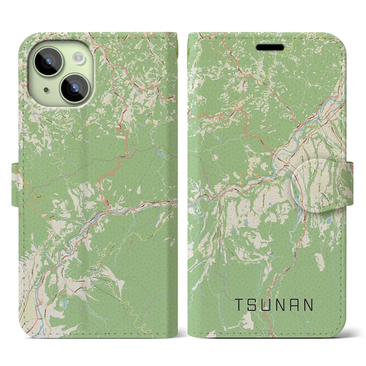 【津南（新潟県）】地図柄iPhoneケース（手帳タイプ）