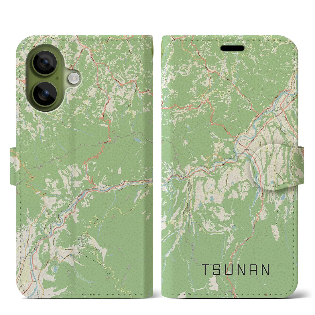 【津南(新潟県)】地図柄iPhoneケース(手帳タイプ)モノトーン・iPhone 17 Pro Max 用