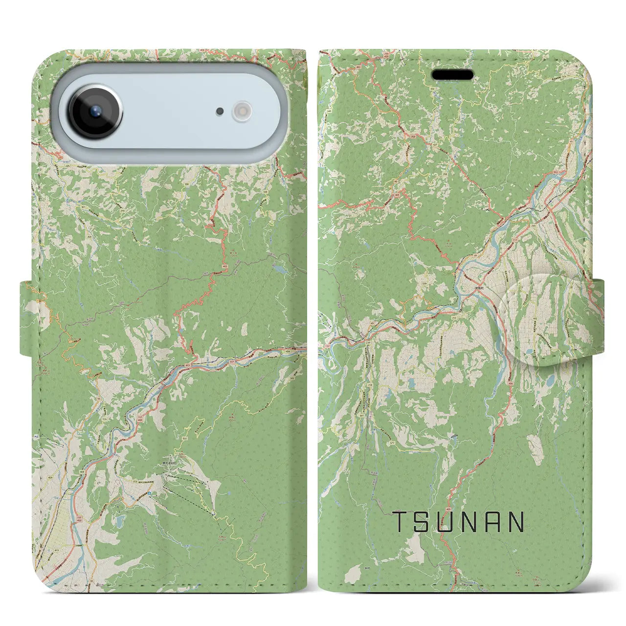 【津南（新潟県）】地図柄iPhoneケース（手帳タイプ）