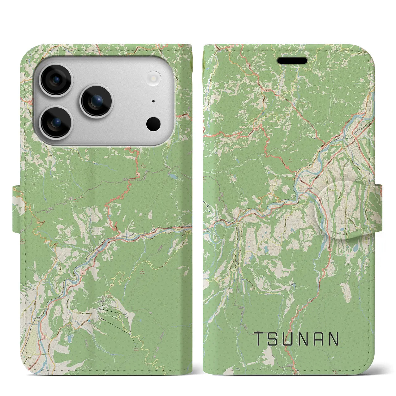 【津南（新潟県）】地図柄iPhoneケース（手帳タイプ）