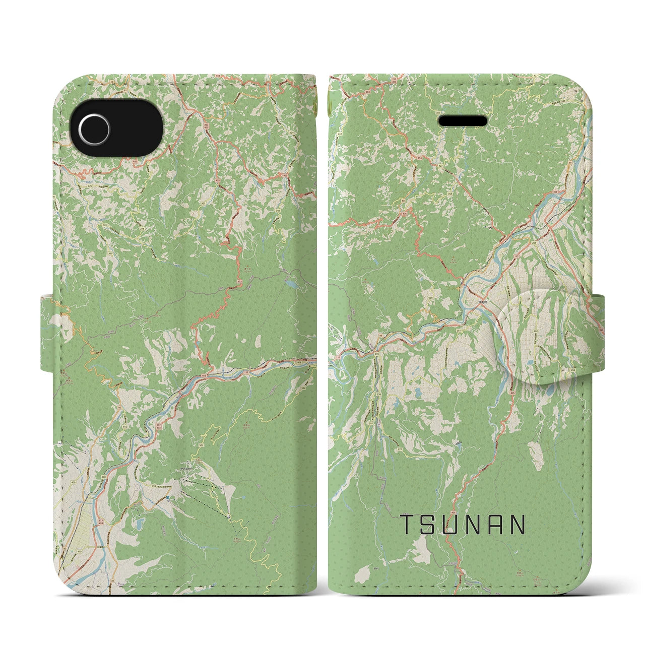 【津南（新潟県）】地図柄iPhoneケース（手帳タイプ）