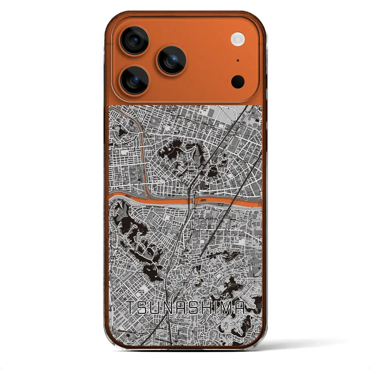 【綱島（神奈川県）】地図柄iPhoneケース（クリアタイプ）モノトーン・iPhone 17 Pro Max 用