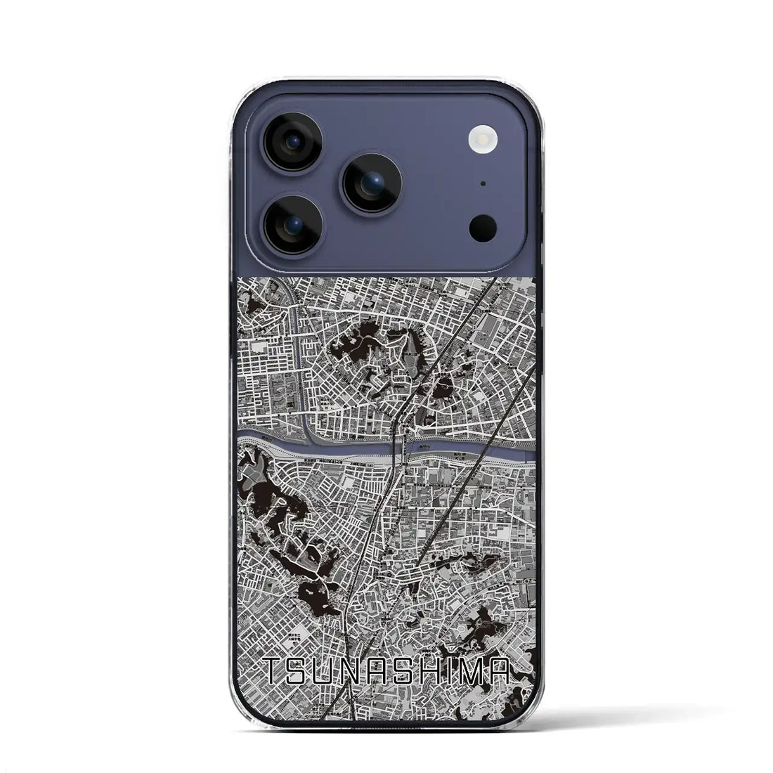 【綱島(神奈川県)】地図柄iPhoneケース(クリアタイプ)モノトーン・iPhone 17 Pro Max 用