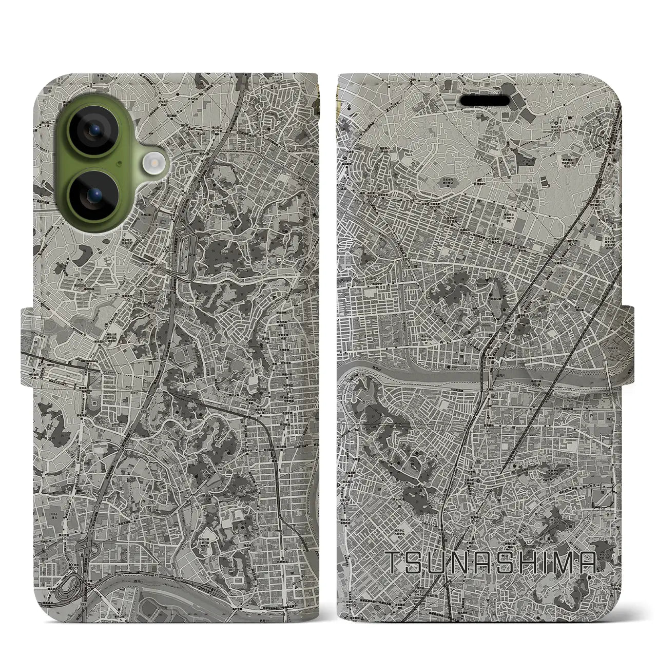 【綱島（神奈川県）】地図柄iPhoneケース（手帳タイプ）