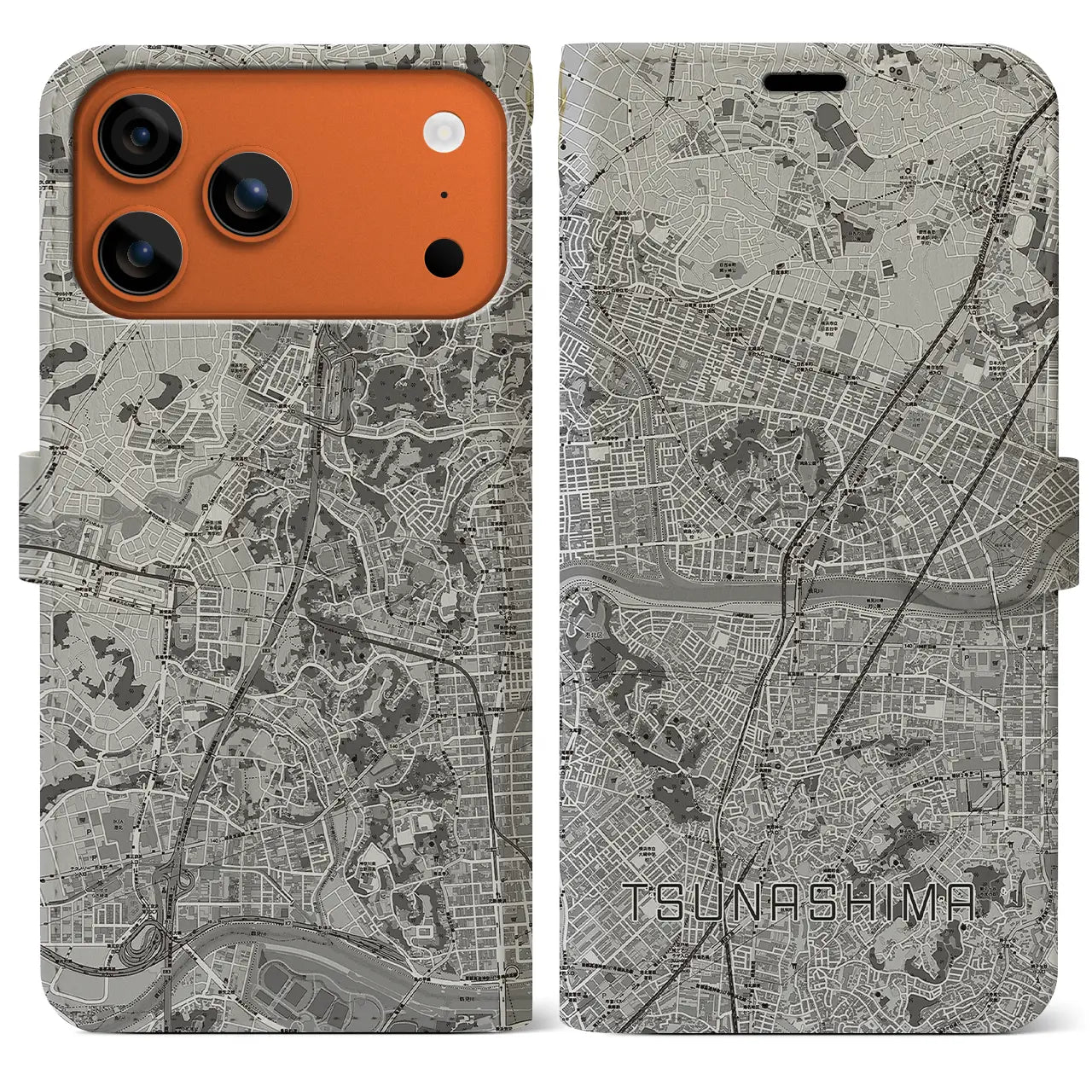 【綱島（神奈川県）】地図柄iPhoneケース（手帳タイプ）