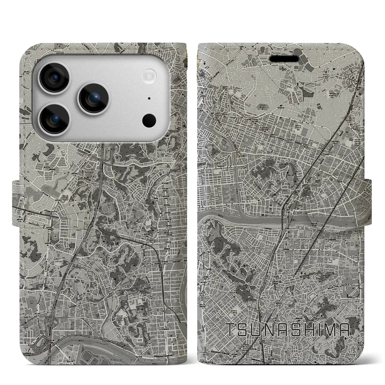 【綱島（神奈川県）】地図柄iPhoneケース（手帳タイプ）