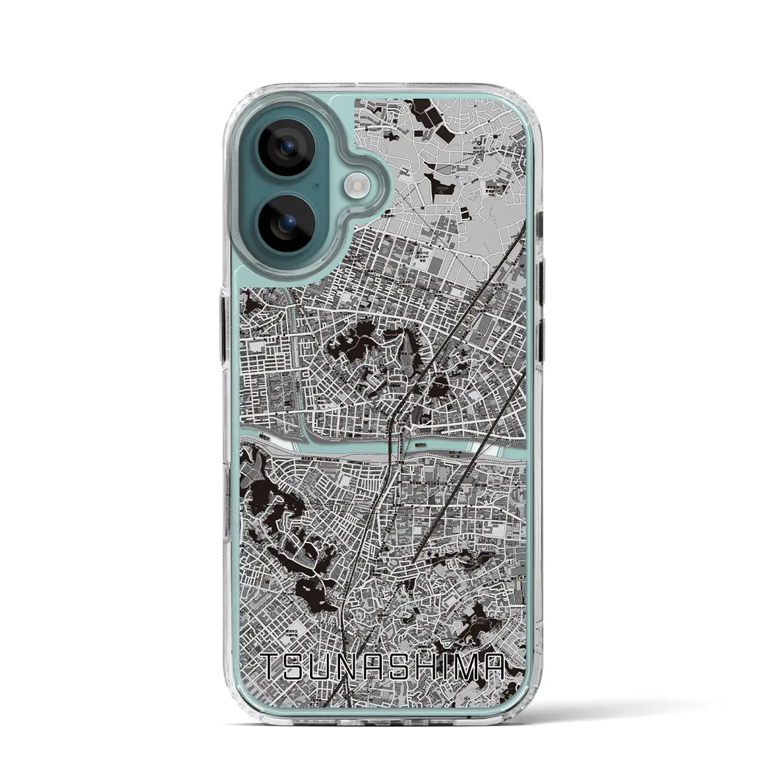 【綱島(神奈川県)】地図柄iPhoneケース(MagSafeタイプ)モノトーン・iPhone 16 Pro 用