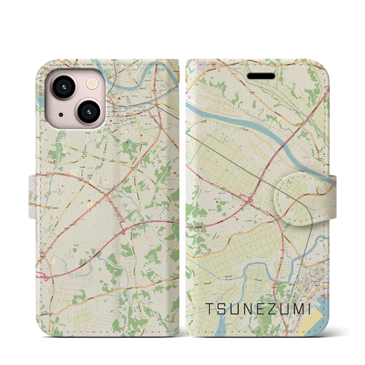【常澄（茨城県）】地図柄iPhoneケース（手帳タイプ）