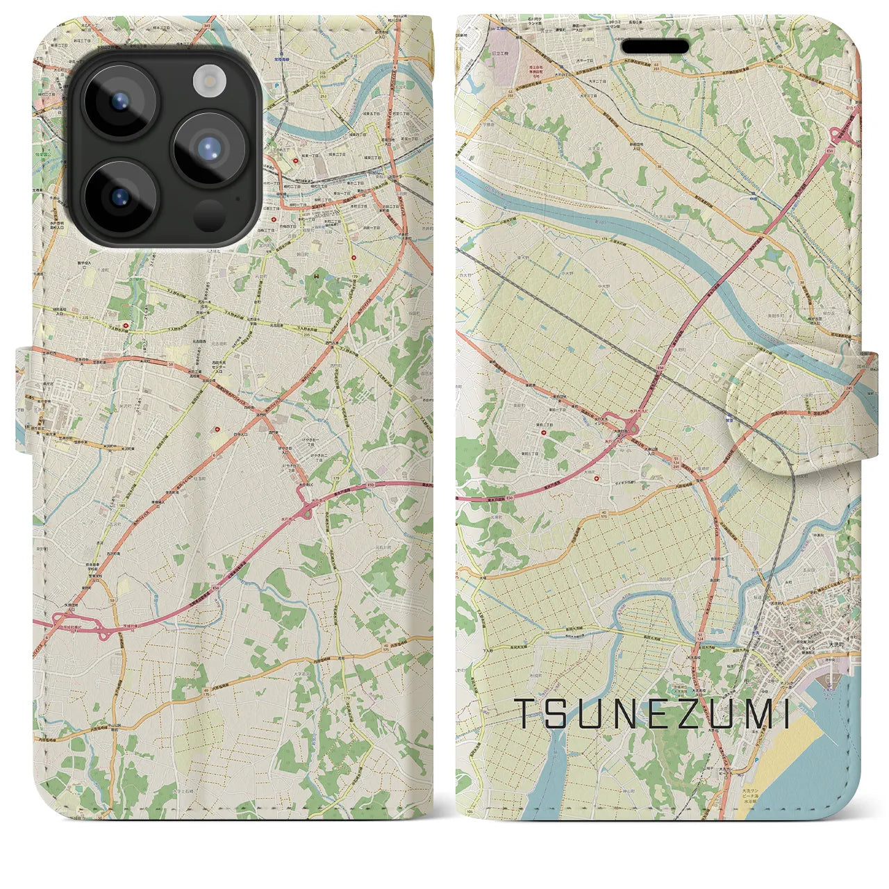 【常澄（茨城県）】地図柄iPhoneケース（手帳タイプ）