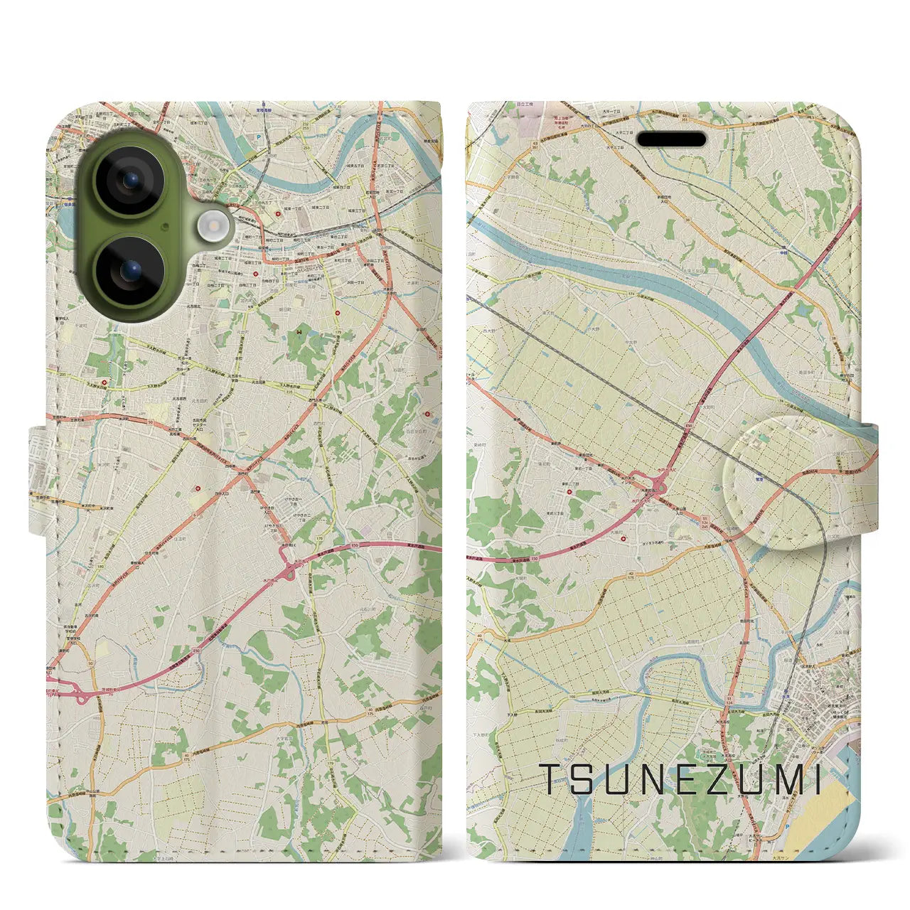 【常澄（茨城県）】地図柄iPhoneケース（手帳タイプ）