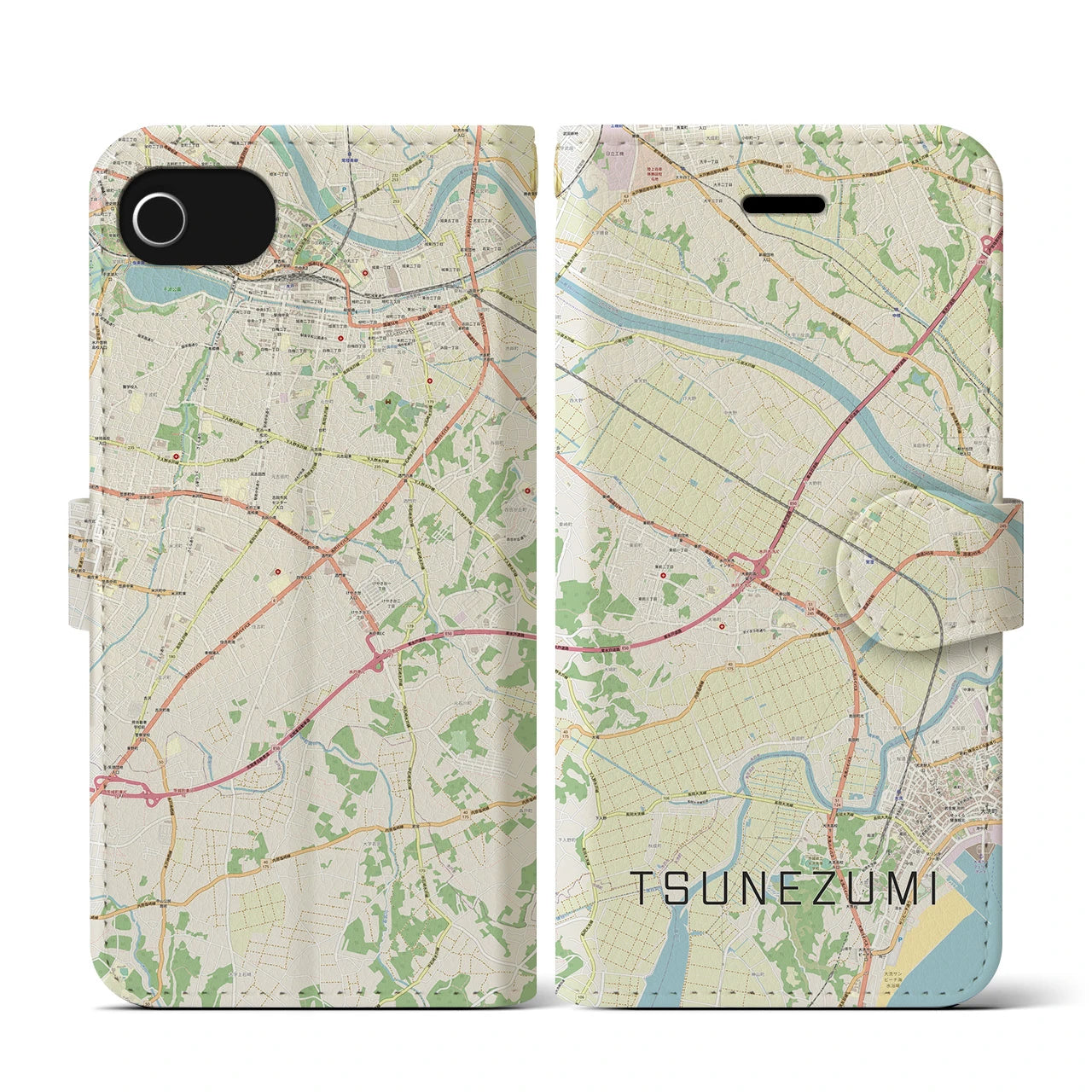 【常澄（茨城県）】地図柄iPhoneケース（手帳タイプ）