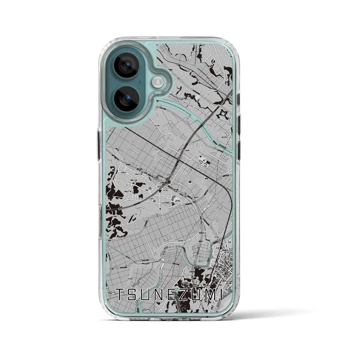 【常澄（茨城県）】地図柄iPhoneケース（MagSafeタイプ）モノトーン・iPhone 16 Pro 用