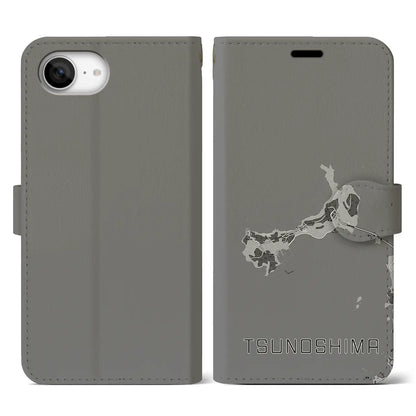 【角島（山口県）】地図柄iPhoneケース（手帳タイプ）