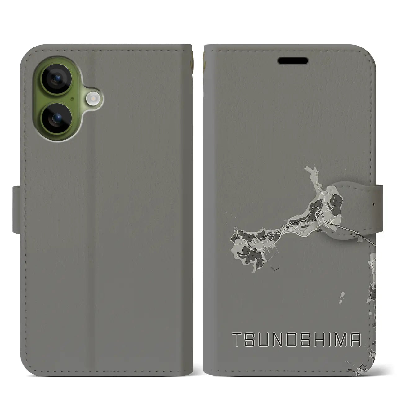 【角島（山口県）】地図柄iPhoneケース（手帳タイプ）