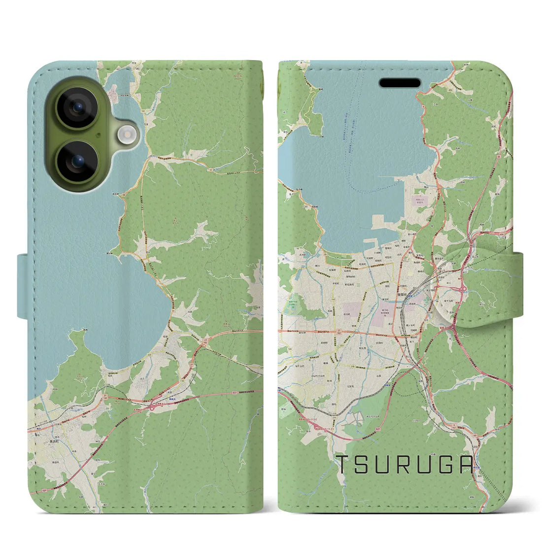 【敦賀（福井県）】地図柄iPhoneケース（手帳タイプ）ナチュラル・iPhone 17 Pro Max 用