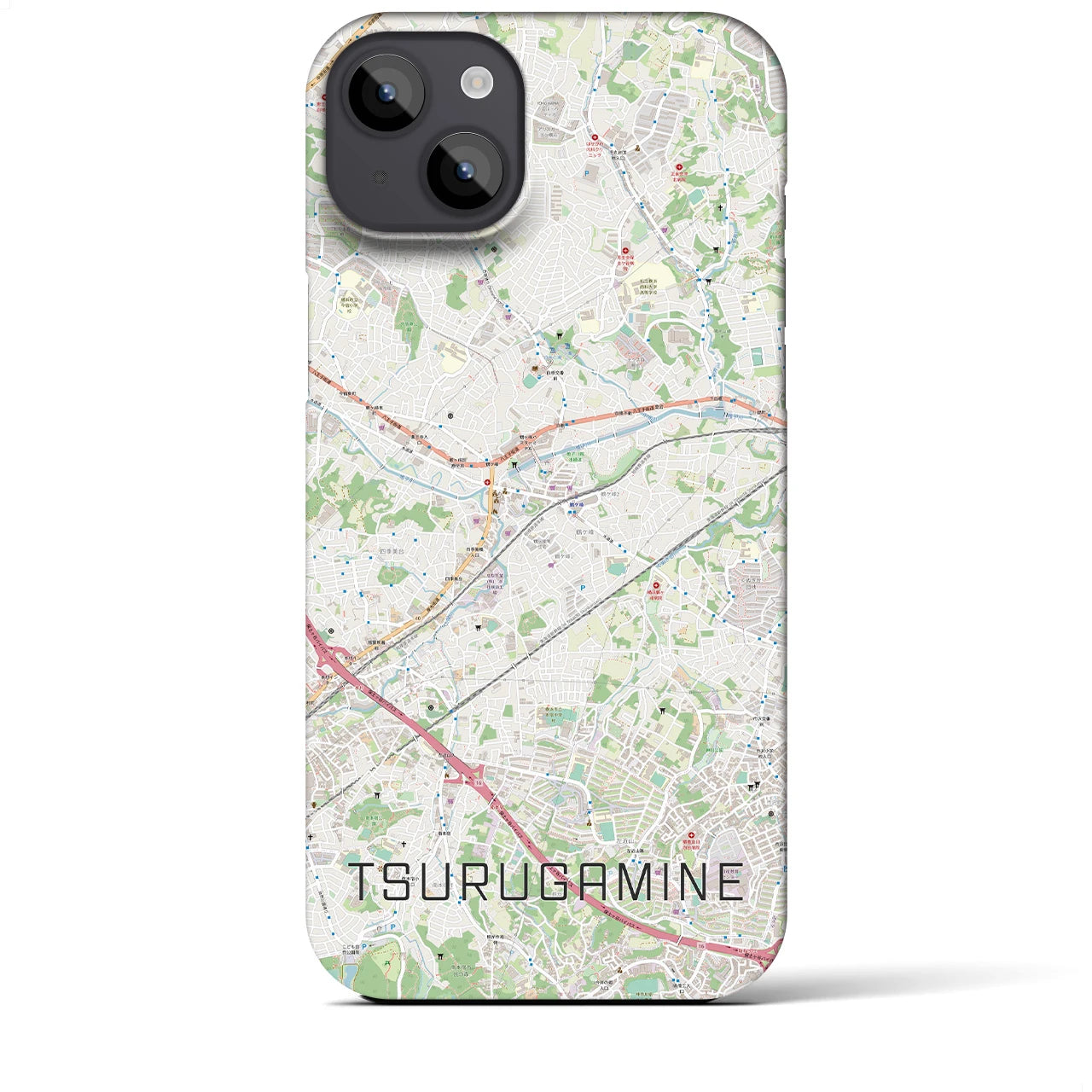 【鶴ヶ峰（神奈川県）】地図柄iPhoneケース（バックカバータイプ）