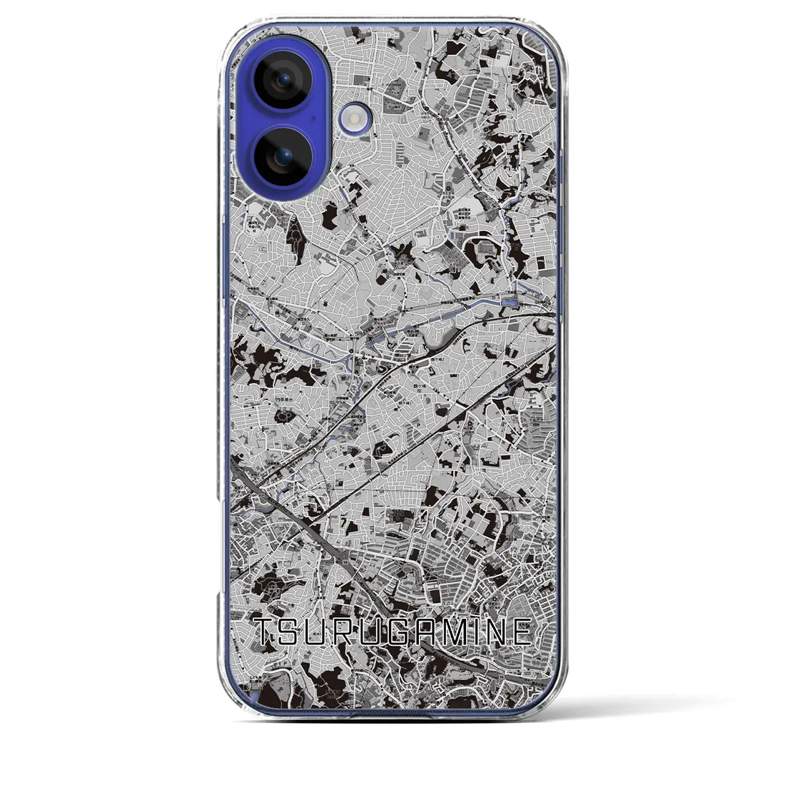 【鶴ヶ峰(神奈川県)】地図柄iPhoneケース(クリアタイプ)モノトーン・iPhone 16 Pro Max 用