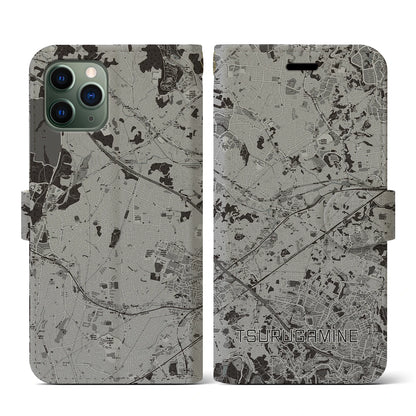 【鶴ヶ峰（神奈川県）】地図柄iPhoneケース（手帳タイプ）モノトーン・iPhone 11 Pro 用