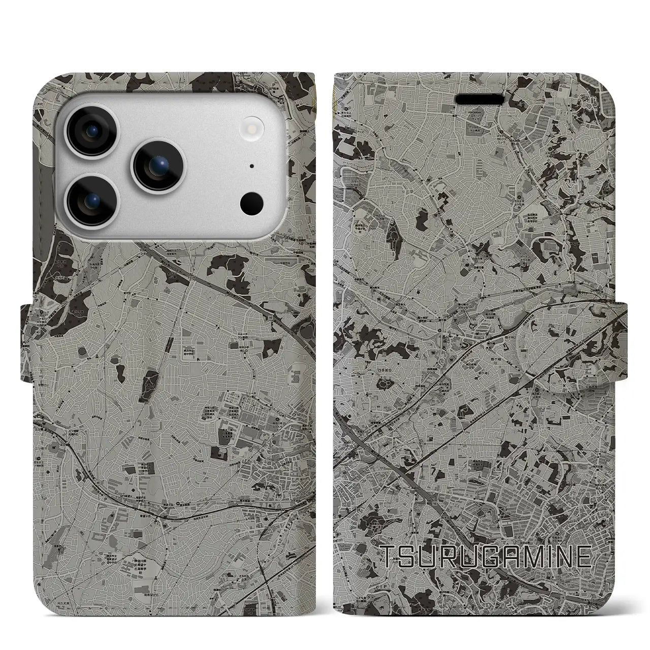 【鶴ヶ峰（神奈川県）】地図柄iPhoneケース（手帳タイプ）