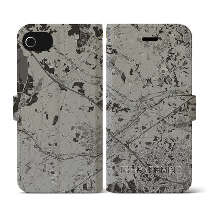 【鶴ヶ峰（神奈川県）】地図柄iPhoneケース（手帳タイプ）モノトーン・iPhone SE（第3 / 第2世代） / 8 / 7 / 6s / 6 用