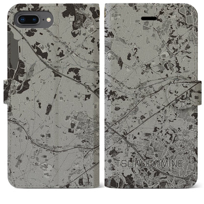 【鶴ヶ峰（神奈川県）】地図柄iPhoneケース（手帳タイプ）モノトーン・iPhone 8Plus /7Plus / 6sPlus / 6Plus 用